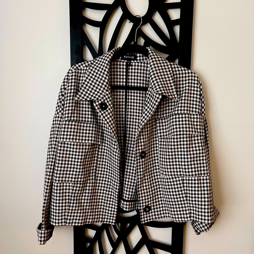 Express Black and White Checkered Blazer